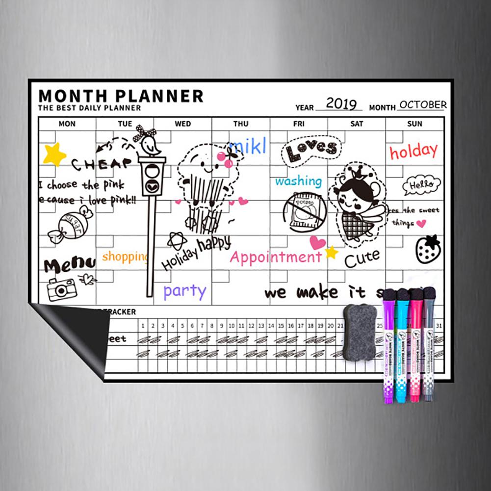 Magnetic Erasable Message Board Month Week Planner Calendar Sticker Chalkboard Kid School Business Office Meeting Calendar