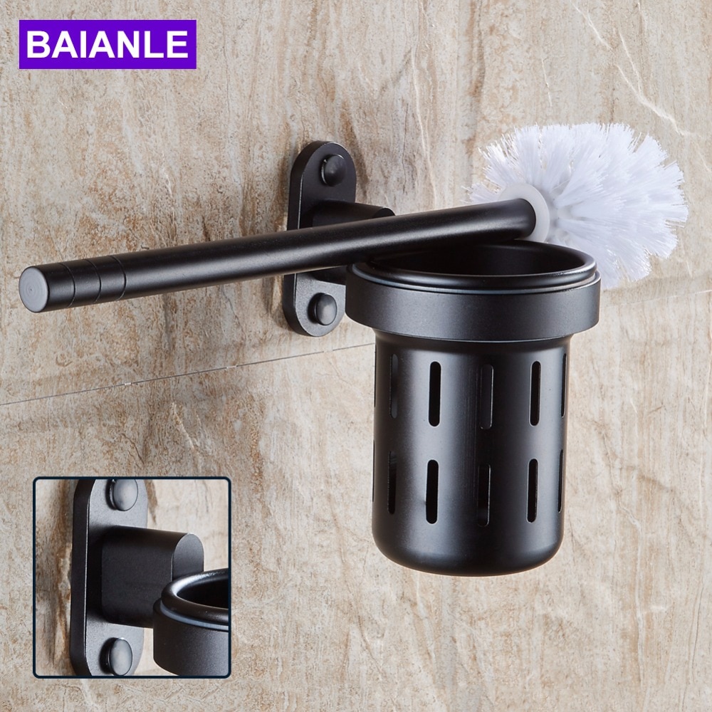 Badkamer Accessoires Wandmontage Zwarte Ruimte Aluminium Badkamer Wc Borstel Houder