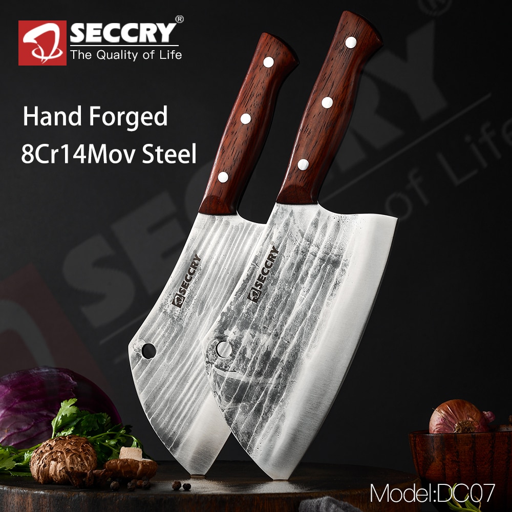 SECCRY Wykonany ręcznie kute 8Cr14Mov stali nóż kuchenny tasak nóż nóż rzeźnicki szef kuchni nóż robić krojenia noże robić cięcia kości DC07