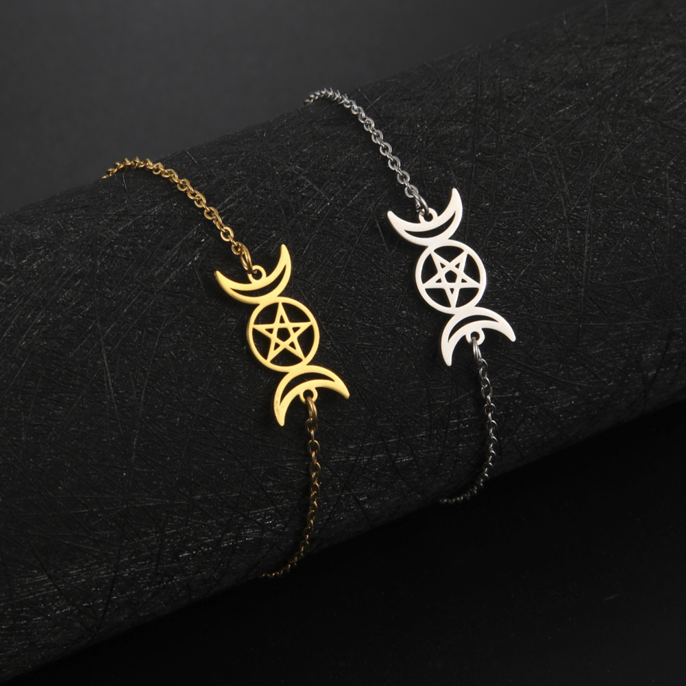 Teamer Jahrgang frauen Armbinde Edelstahl Reize Kasten Verknüpfung Kette Amulett Schmuck Wicca Wikinger Zubehör Pentagramm