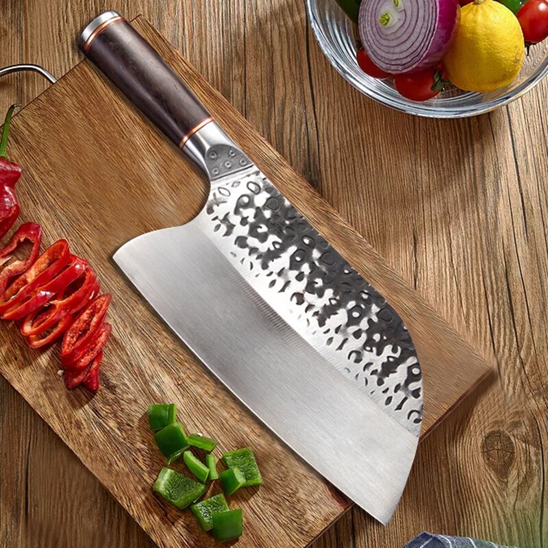 Ręcznie robiony chińnarty nóż szefa kuchni mięwięc siekanie warzyw krojenie tasak nóż kuchenny 5CR15 wysoki węgiel platerowany stalą nierdzewną