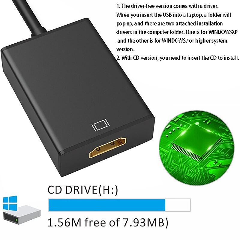 Hd 1080P Usb 3.0 Naar Hdmi Converter Adapter Kabel Usb Naar Hdmi Externe Videokaart Multi Monitor Adapter