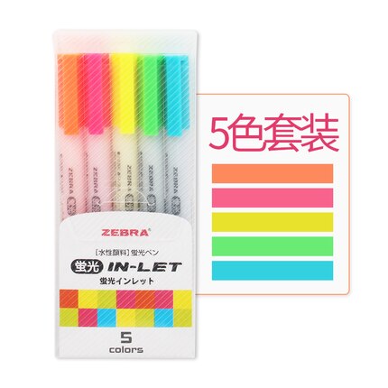 Japan zebra highlighter wks 9 5 stk farve højdepunkter markering studerende slik farve søde noter 4mm: 5- farve dragt