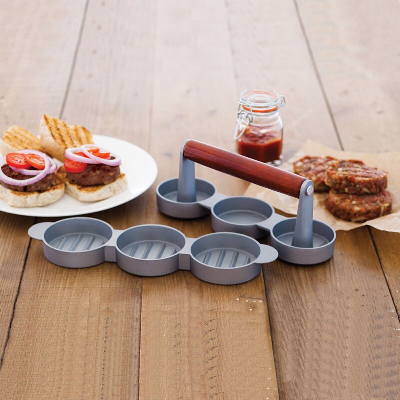 3 spor hamburgerpresser burgerpress maker patty trykk hamburger grille bbq parti maker kjøttpai trykk kjøkkenverktøy dia 2.5 ''