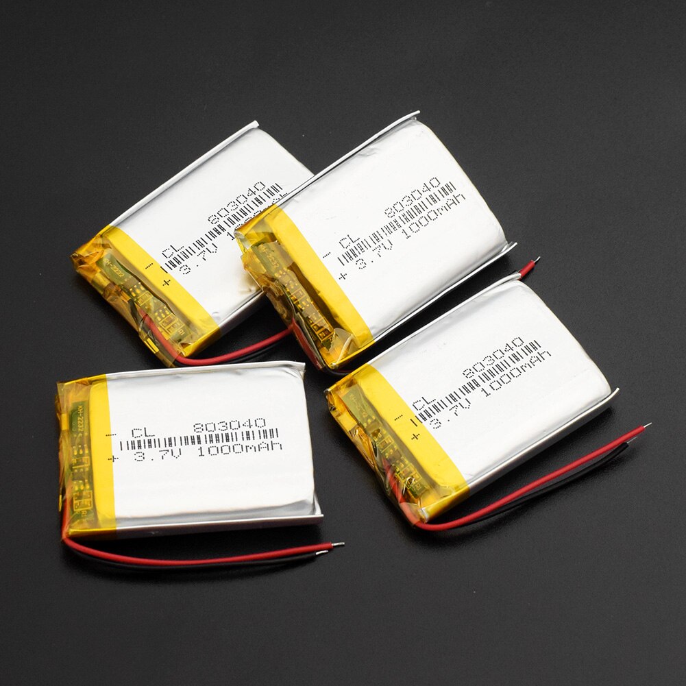 803040 3,7 V 1000mAh Lipo batería de repuesto de litio li-po batería recargable para Altavoz Bluetooth PDA: 803040 1000mAh 4pcs