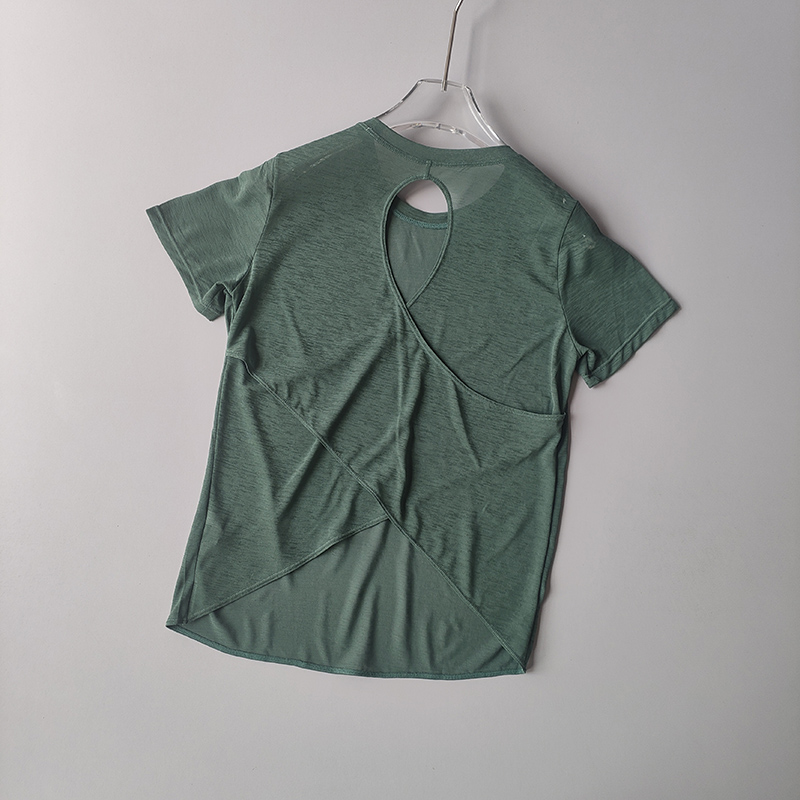Yoga Kurzarm-oben für Damen Ich bin Sommer T-Shirt Ausbildung Schnelltrocknende Fitnessweste Pilates schlank passen schlank Shirt oben Kleidung: M / Grün