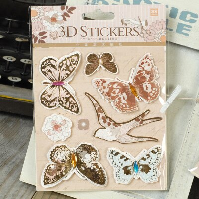 Diy 3d klistermærker scrapbog materiale metal cameo ramme sommerfugl blomst klistermærke fil album journalisering dekoration hobby håndværk: 14011