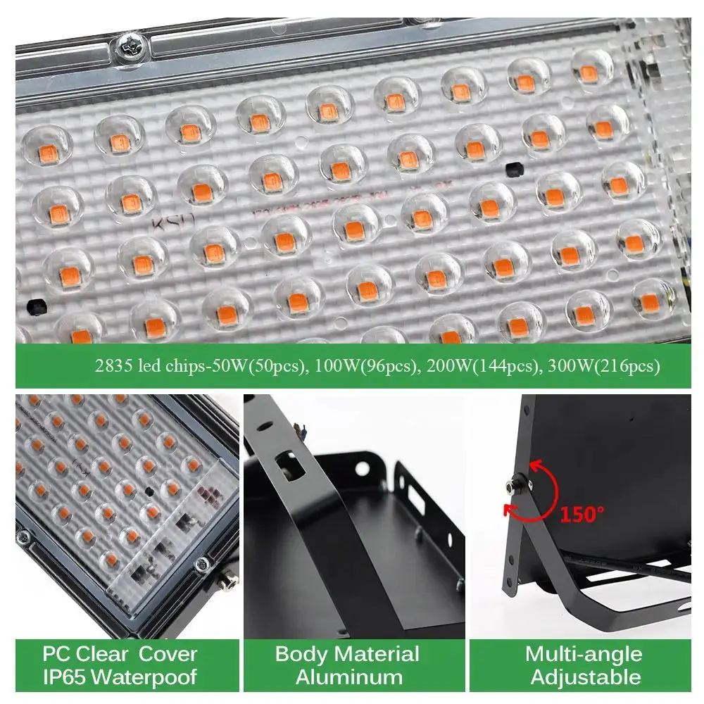 Lámpara de planta de espectro completo, luz Led para cultivo de interiores, 50W, 100W, 200W, 300W, luz Led para cultivo hidropónico, fitoamplificador de flores vegetales