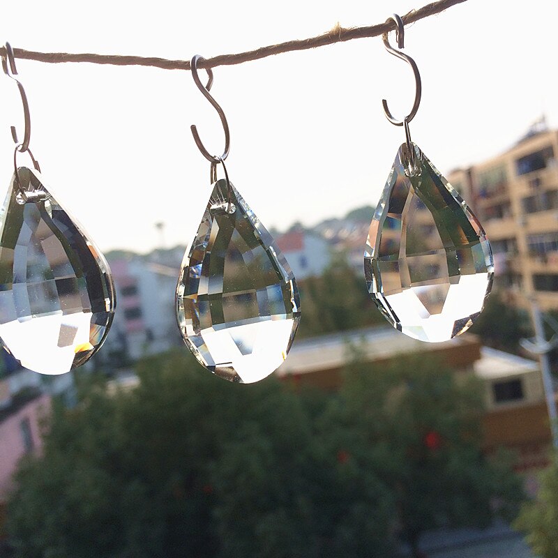 20 pièces 38*22mm Cristal Clair Pipa Pampilles Pour Lustre En Cristal bricolage Accessoires De Décoration À La Maison, Fête De Mariage suncatcher Gouttes
