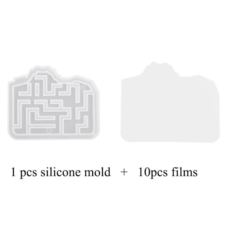 Quicksand Maze Silicone Mold Shaker Molds Milk Bottle Heart Shape UV Epoxy Resin Mold Heart Keychain Pendant Craft Jewelry Tools: 1-mold and films