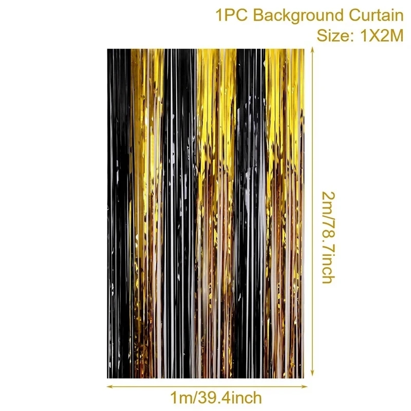 Black Gold Birthday Party Decorations Backdrop Curtains Glitter Tinsel Fringe Foil Curtain Background Wedding Adult Anniversary: SKY BLUE