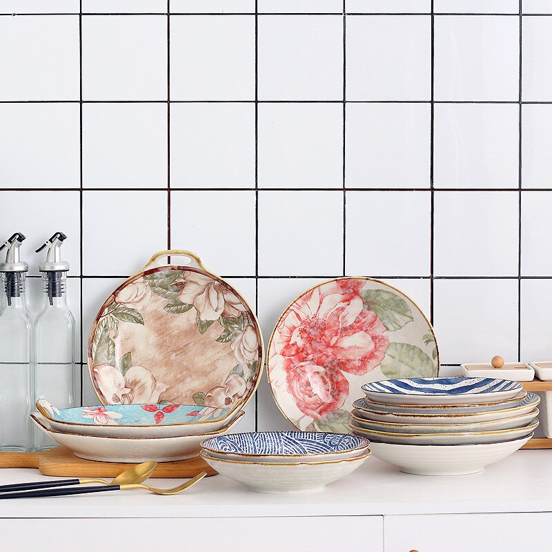 Japanese Home Dish Plate Fruit Plate Dinner Plate Cute Cutlery Set Combination Dinnerware Set Plates Plate Set