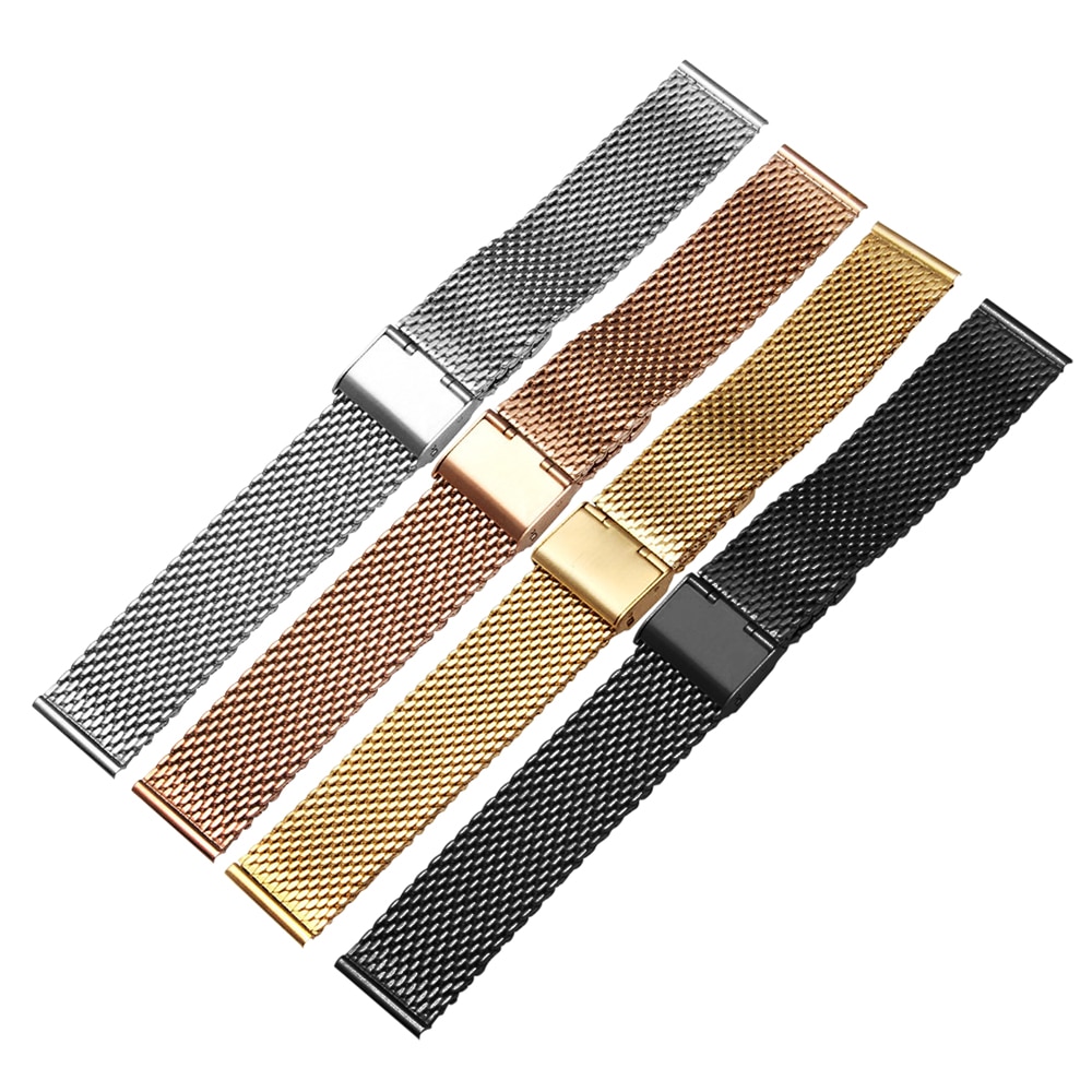 18mm 20mm 22mm 24mm Quick Release Universal Milanese Armband Uhr Band Mesh Edelstahl Strap Handgelenk gürtel Armband Schwarz