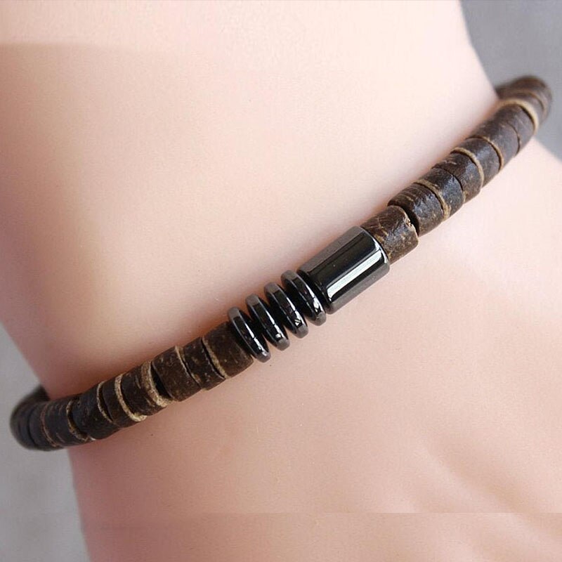 DÜNNE Kokos Perle Armbinde, Türkis oder Hämatit, Herren Armbinde Herren Herren Perlen Armbinde: A3
