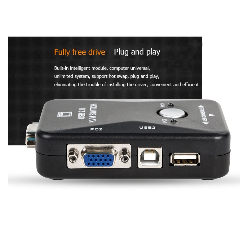 USB 2.0 KVM Switch 2 Port usb Switcher 1920*1440 VGA SVGA Switch Splitter Box for Computer Sharing Monitor Keyboard
