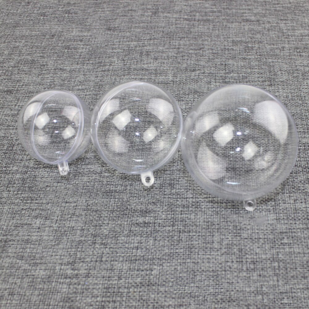 12Pcs 6cm Transparent Plastic Ball Fill-able Hollow Sphere Snap-On Ball Xmas Hanging Ornament Party Wedding Decor