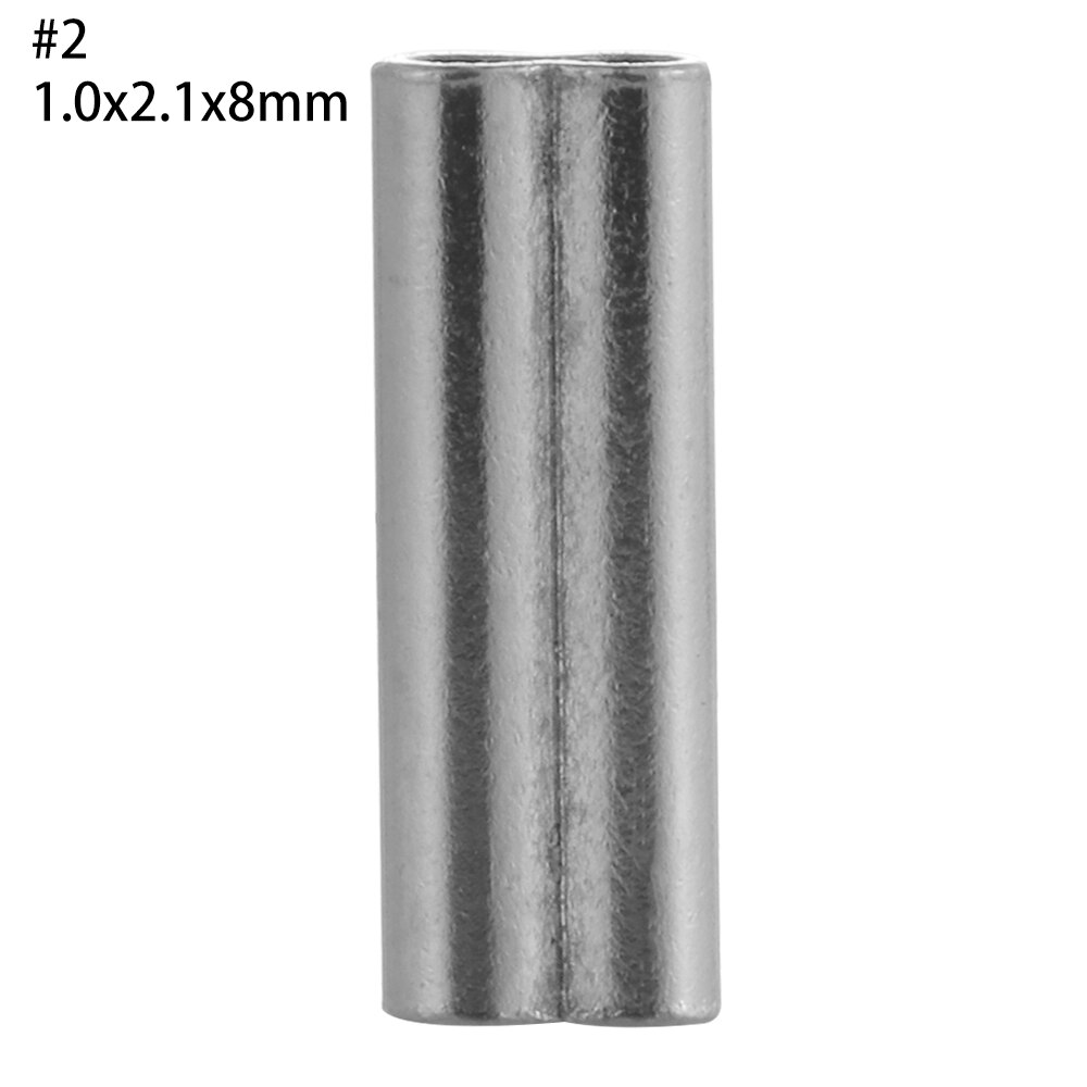 Manguitos de prensado de línea de tubo de cobre doble de acero inoxidable, 100 piezas, 8/10mm, tubo de alambre de pesca ovalado, herramientas de conector de acero inoxidable: 2