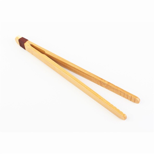1Pcs Bamboo Wood Food Toast Salad Tongs Toaster Bacon Sugar Ice Tea Tong Clip For Cooking Baking Barbecue Accessories: 7