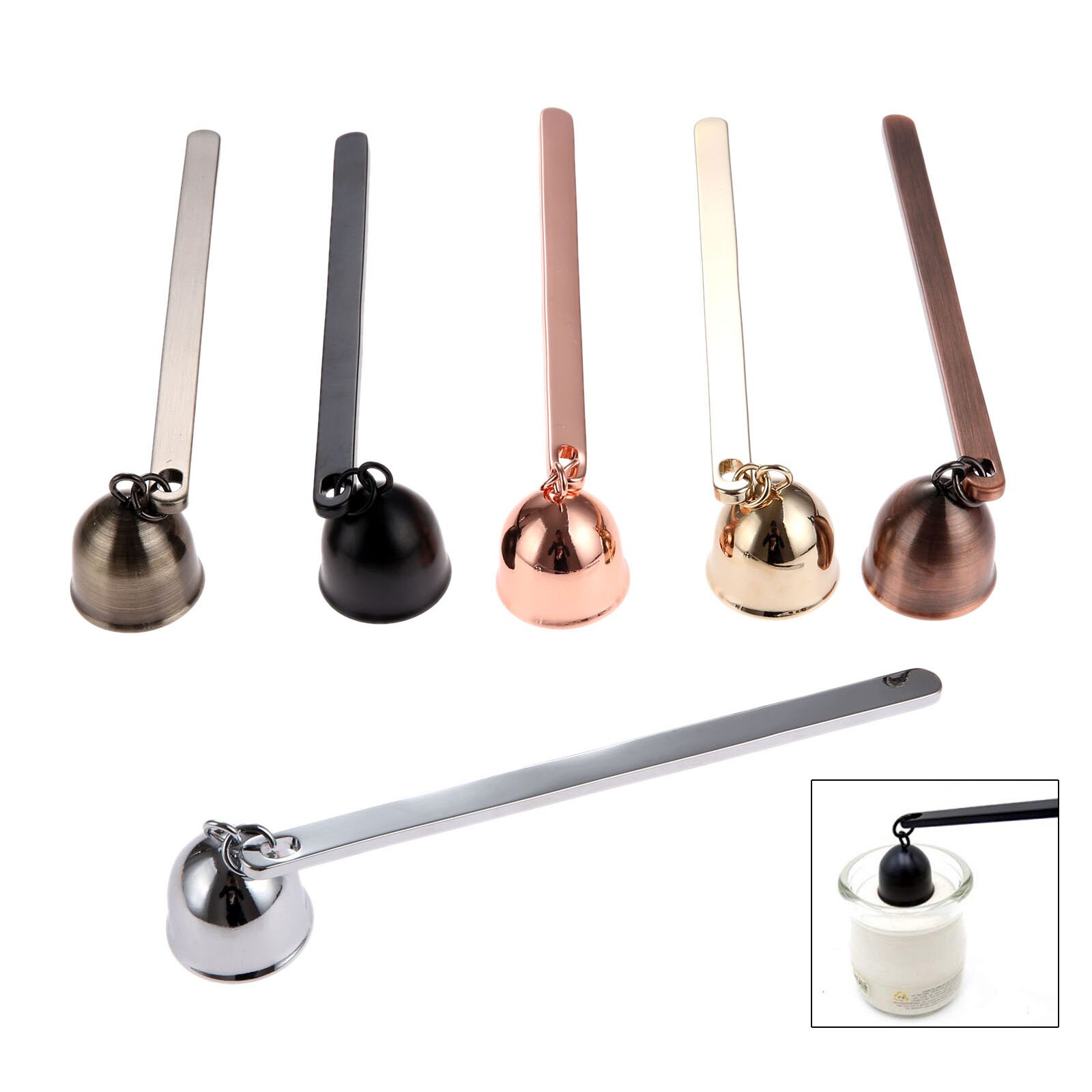 1pc rostfritt stål oljelampa kutter lock ljus veke trimmer släckt eld klocka form ljus snuffers ljus tillbehör 20*3cm