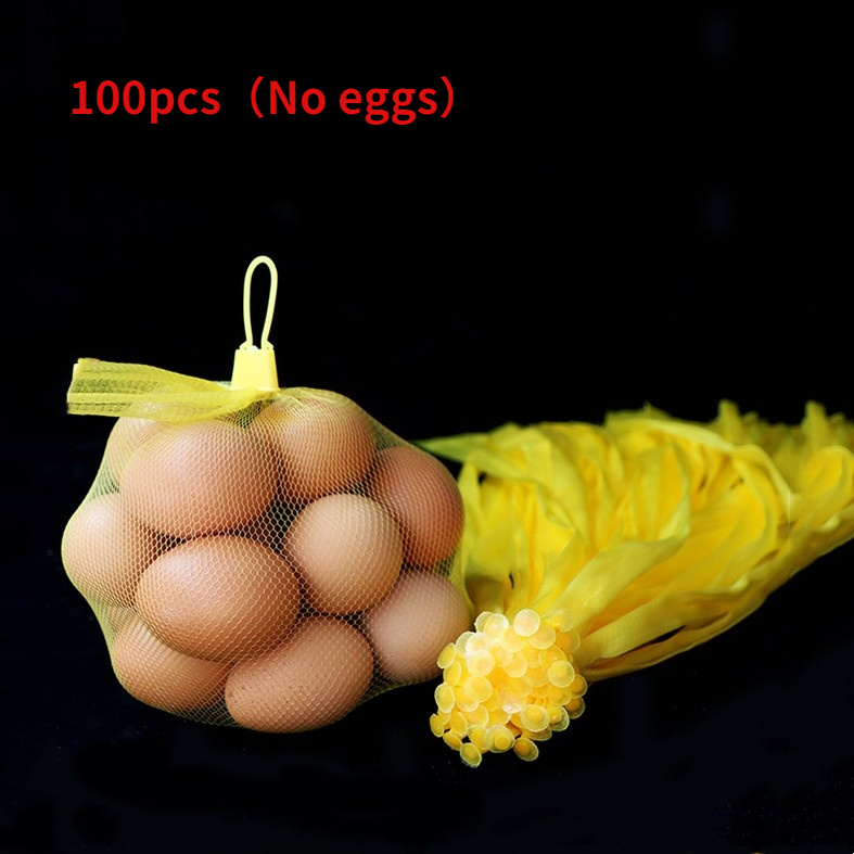 100 Uds de plástico bolsas de malla red bolsa de embalaje de alimentos con hebillas reutilizable para fruta vegetal huevo loco juguetes organizador de almacenamiento hogareño: YELLOW / 30cm