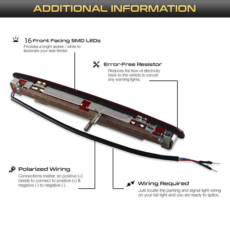 iJDM Car led 12V for Ford Mustang Super Bright 16-LED 3030 chips Third 3rd Brake Light For 2005 Ford Mustang red led