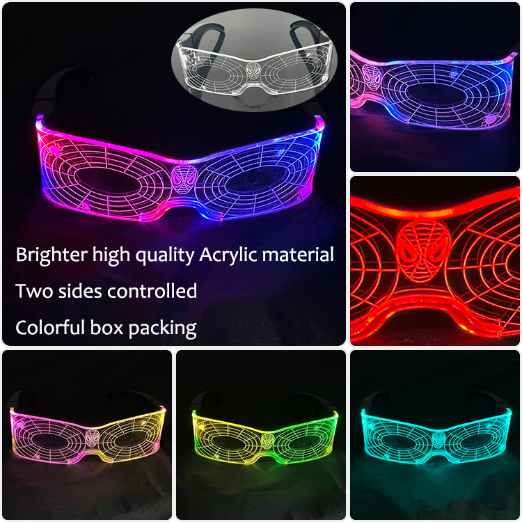 Novos óculos coloridos de led iluminados, óculos que brilham no escuro, óculos de festa neon, homens, mulheres, música, concerto, dança, decoração de bar: Fluorescência Amarela