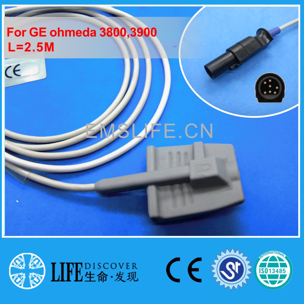Lange kabel awt volwassen vingerclip spo 2 sensor voor ge ohmeda 3800,3900: Volwassen siliconen