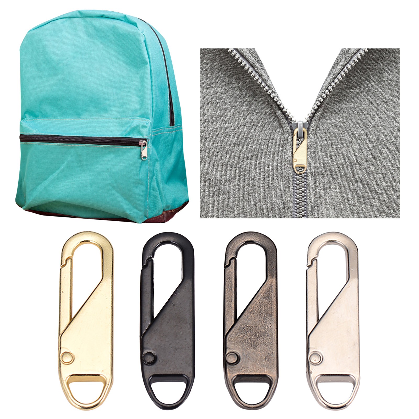 8PCS Universal Detachable Zipper Puller Metal Rubber Zipper For Bags And Clothes Zipper Sliders Diy Sewing Craft Sewing Kits