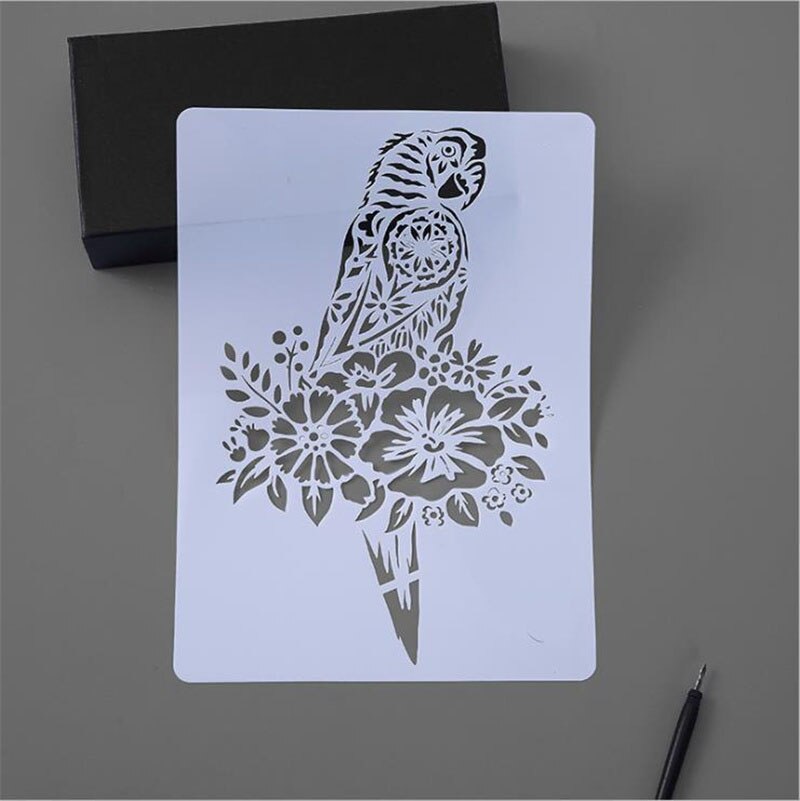 Plastic Template For Kids Painting DIY Scrapbooking Stencils For Journal/Pigment/Ink Pad/Spray/Hand Painting/Wall /Furniture: Parrot