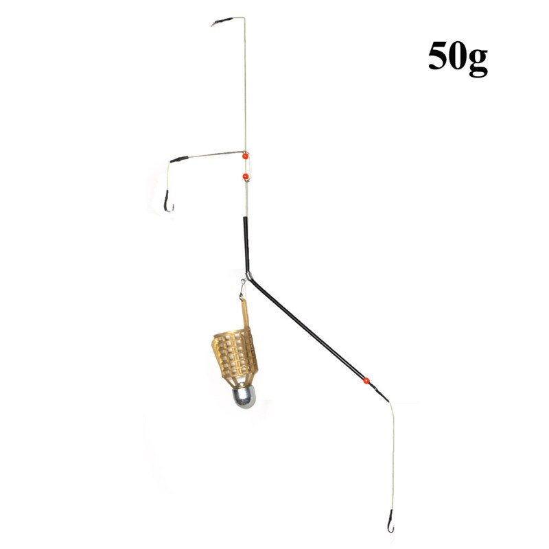 Jaula de señuelo de pesca 20G 30G 40G 50G Fish King con ganchos de línea, alimentador de peces, soporte de cesta, accesorios de pesca: D