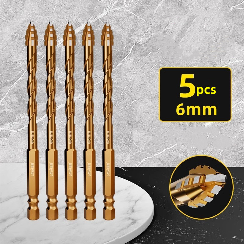 Upgraded Four-edged Sawtooth Drill Bit For Tile Drilling And Concrete Special Electric Drill Ultra-high Hardness Drill Bit: WHITE