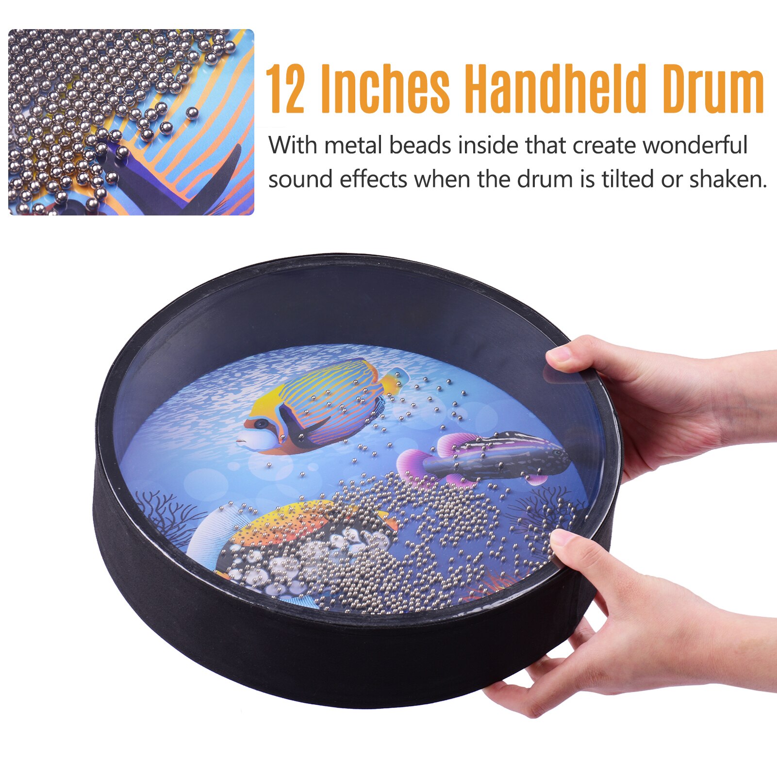 16 Inch Ocean Drum Houten Handheld Sea Wave Drum Percussie Instrument Gentle Sea Sound Muzikale Speelgoed Cadeau Voor Kinderen: 12 inch