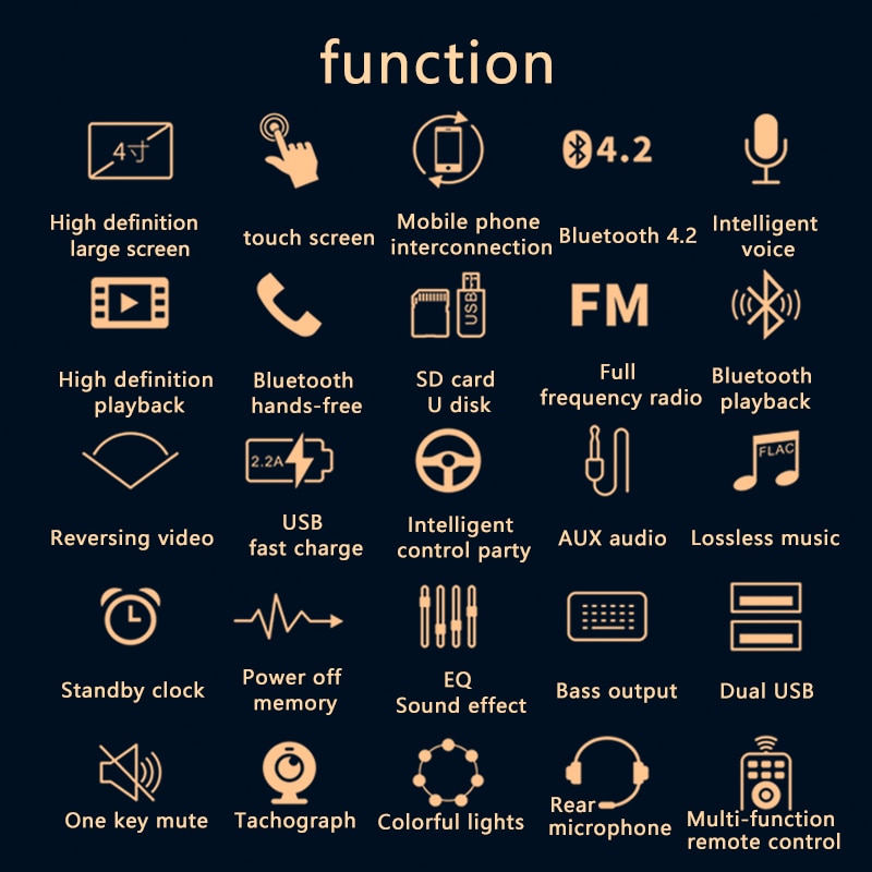 1 Din 4 Inch Car Radio Bluetooth 1080P Wince SD FM Android MP5 HD Smart Voice Sapacitive Screen 2USB Colorful Lights Mirrorlink