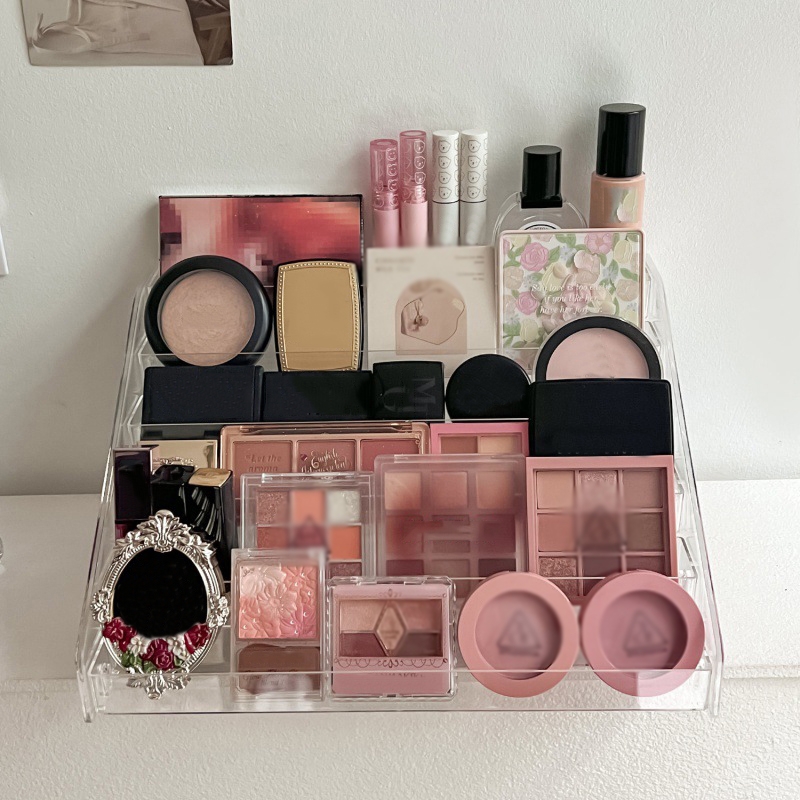 Meerlaags opbergrek voor opstapjes Organiseren van oogschaduw Lippenstift Transparante cosmetica Nagellak Desktop Display Plankorganisator