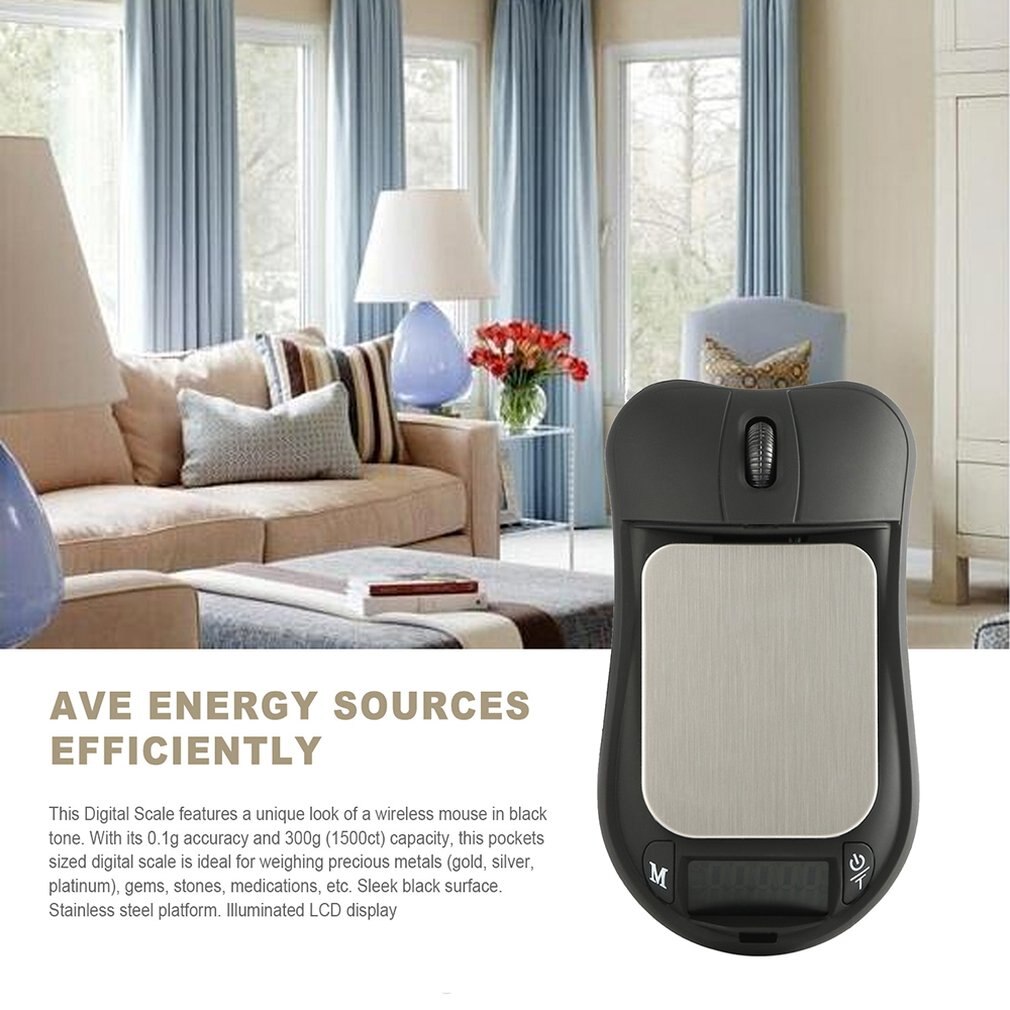 300g 0.01g Portable Digital Scale Mouse Style Jewelry Scale Precision Scale Balance Pocket Gram LCD Display