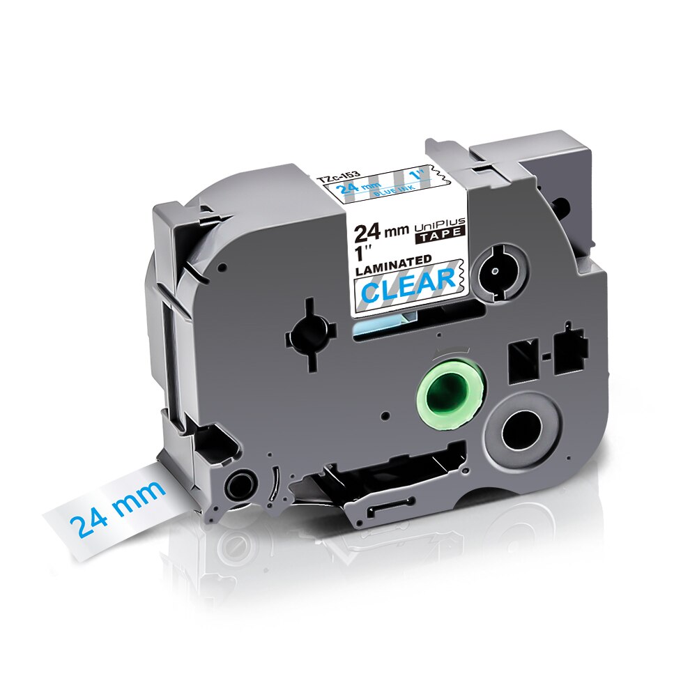 UniPlus 20 Colors 24mm Label Tape 251 Compatible Label Maker Black on White Printer Ribbon Sticky: Blue on Clear