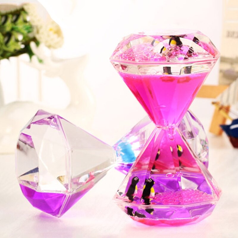 Diamentowy kształt pływający płynny ruch Bubbler regulator czasowy zwierzęcy olej klepsydra zabawka na biurko 23GD