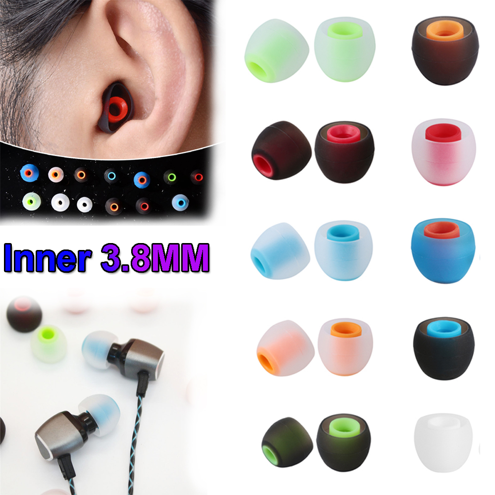 2Pcs/1 Pair Colorful Rubber 3.8mm In-ear Earphone Earbuds Replacement Silicone Rubber Ear Tips Universal Replacement Earbuds