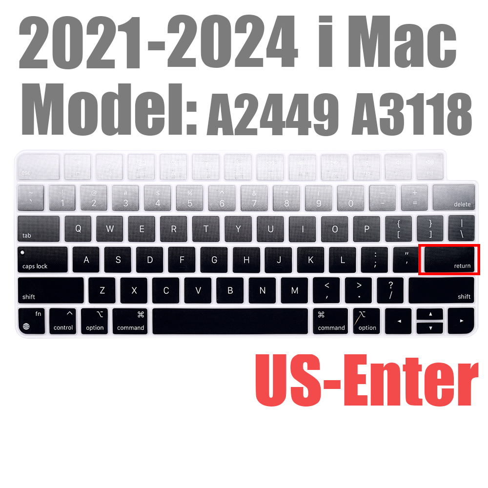 For Apple iMAC Keyboard Cover release) A2450 A2449 Magic Keyboard Stickers Protector Silicone Bluetooth keyboard case US: US-Gradient black