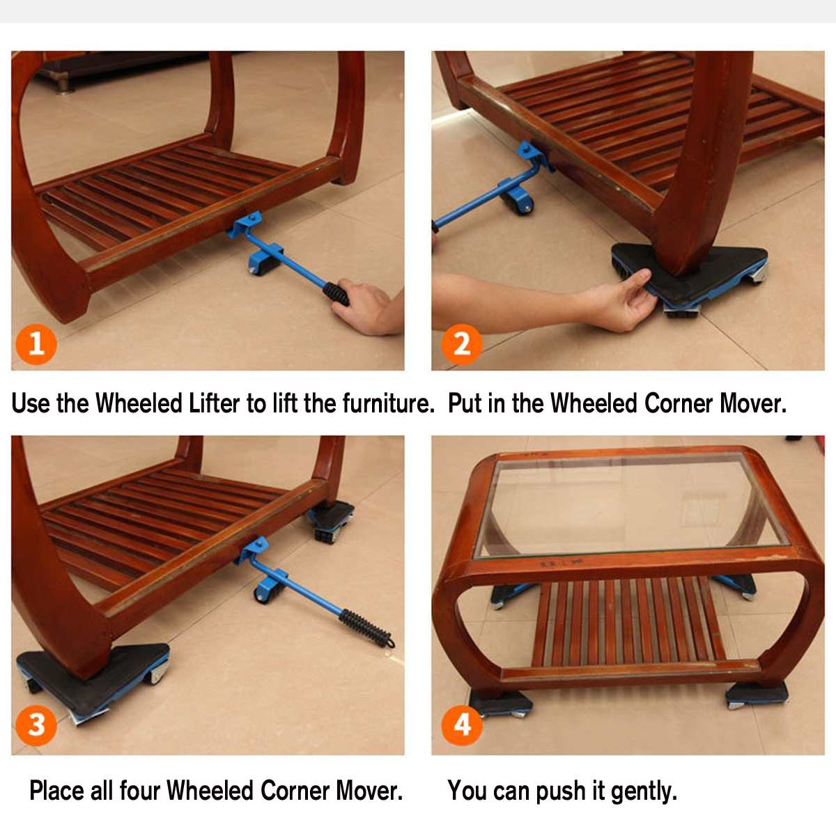 Furniture Mover Tool Set Furniture Transport Lifter Heavy Stuffs Moving Tool 4 Wheeled Corner Movers + Wheeled Lifter Hand Tools