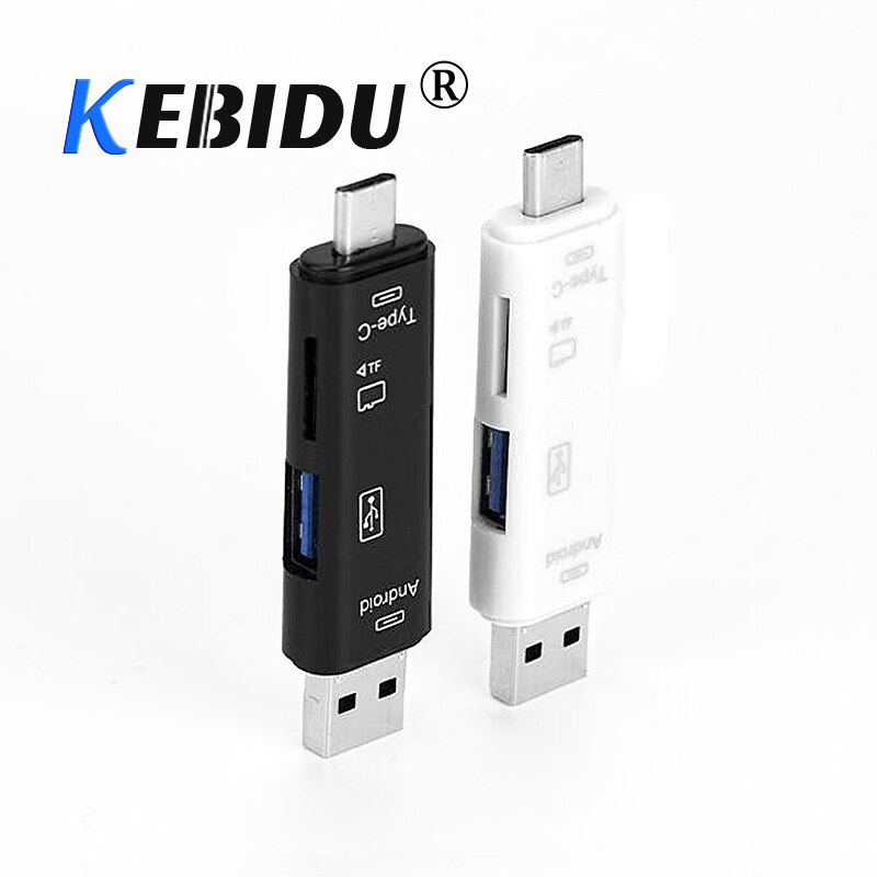 Kebidu-leitor de cartão micro usb tipo c, alta velocidade, 5 em 1, universal, otg tf/sd para celular, para mac10, win7/8/xp/vista