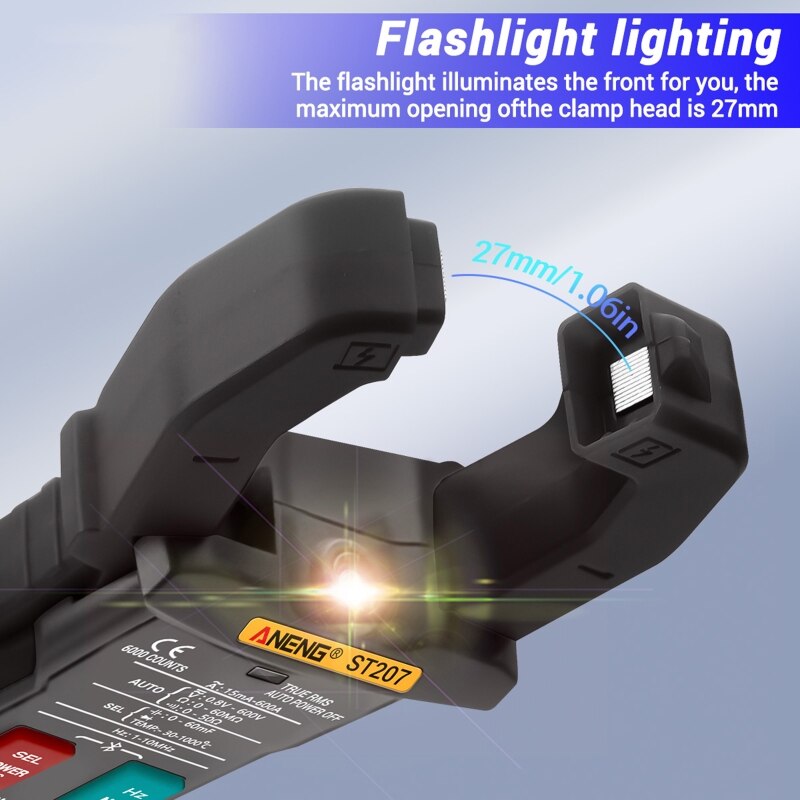 ST207 Digital Bluetooth Bluetooth Clamp Meter 6000 Count DC/AC True RMS Multimeter Hz Capacitance Voltage Tester