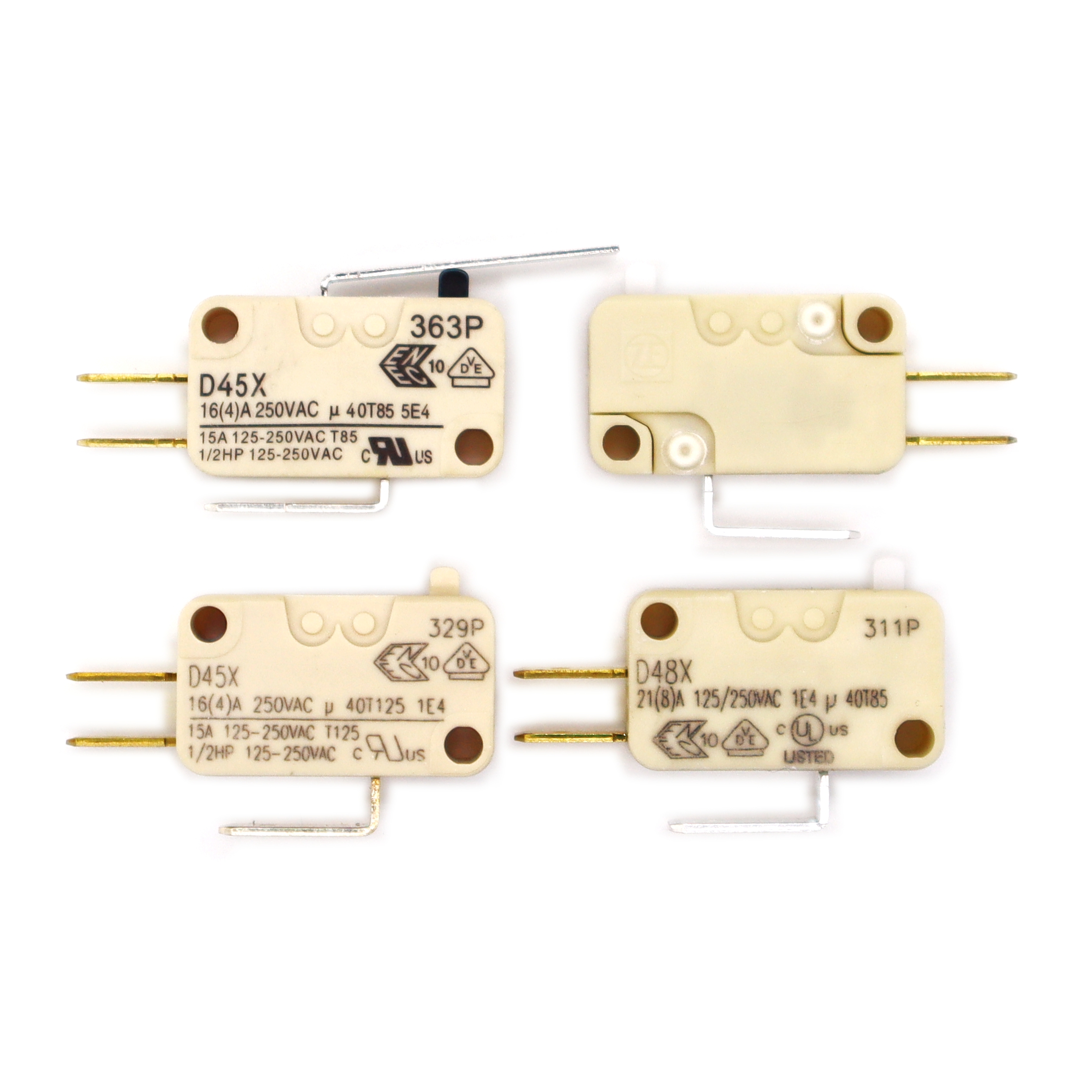 Original körsbärsmikrobrytare  d45x 16a kort / lång / remskiva / böjt handtag 10a 250v