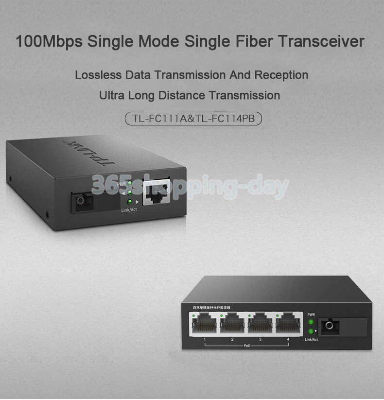TP-Link 4-Port POE Media Converter 10/100M Single-Mode Single Fiber Optical Transceiver SC Without Box And Power Adapte