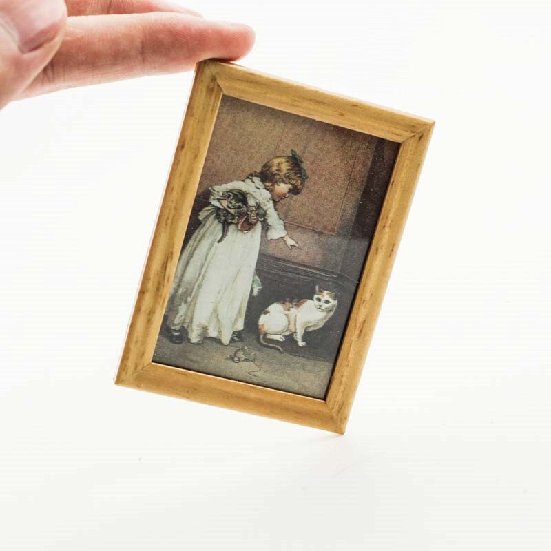 1:12 dockhus mini oljemålning fotomöbel leksaksmatch för skogsdjur familj samlarobjekt