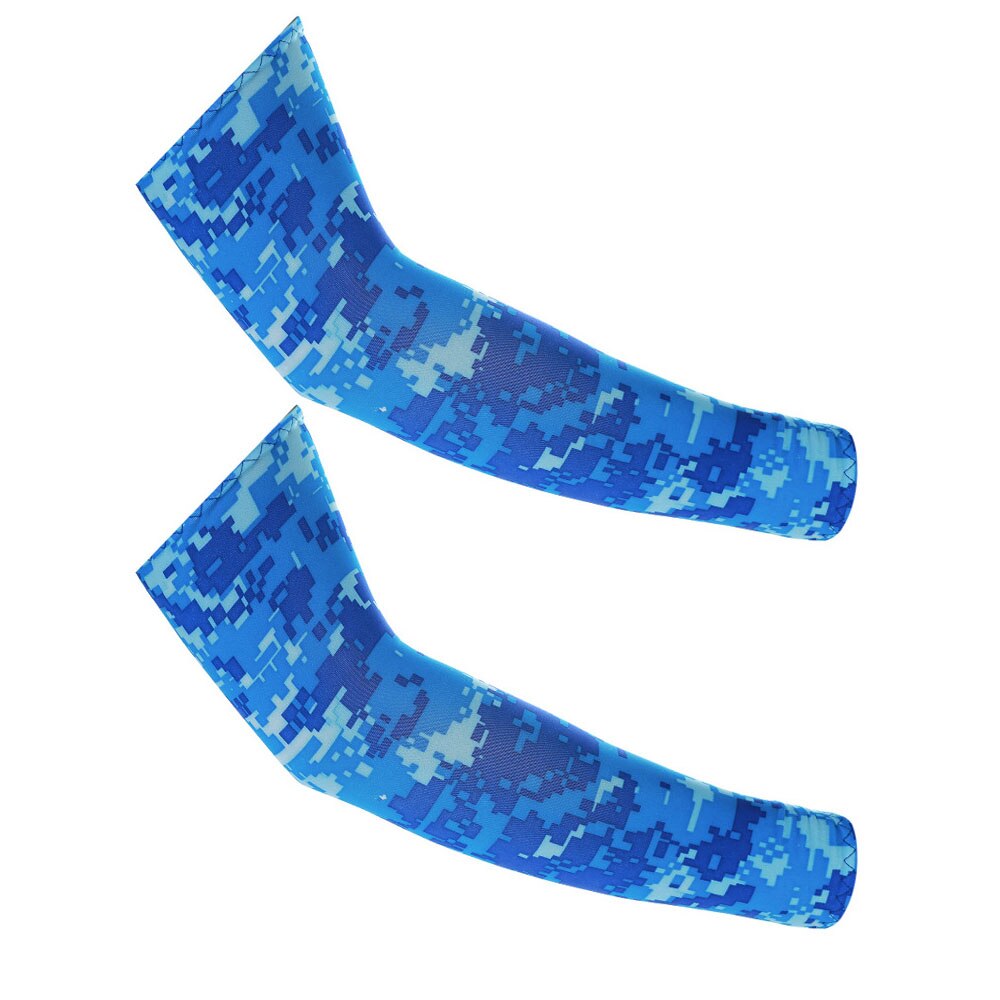 NEUE Atmungsaktiv Schnell Trocknend UV Schutz Arm Ärmeln Ellenbogen Basketball Pad Fitness Armschützer Sport Radfahren Arm Wärmer: Camouflage blue