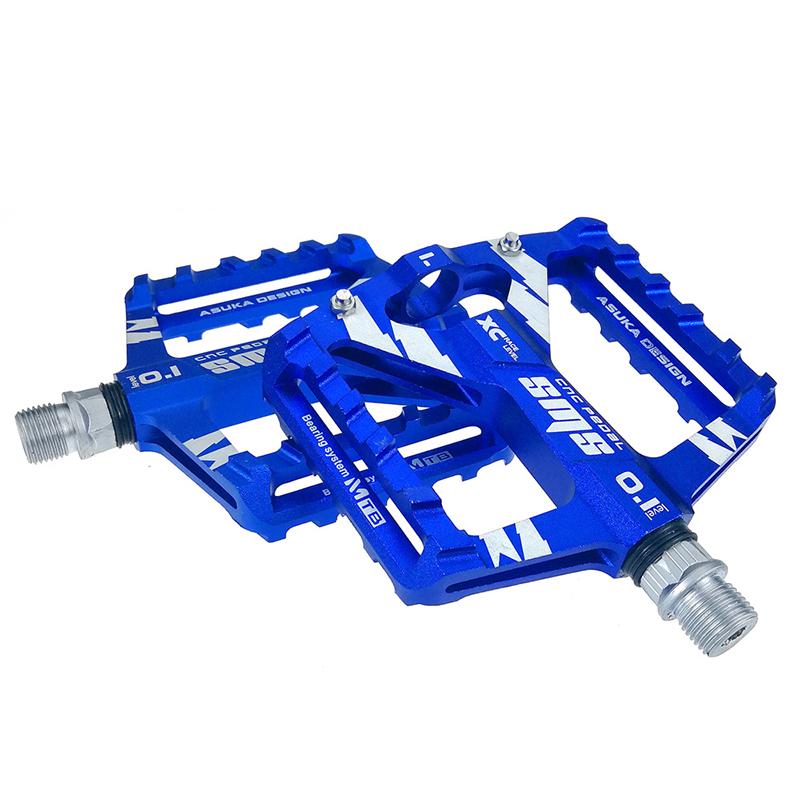 Pedais de bicicleta plana mtb rolamentos estrada pedais mtb mountain bike ciclismo pedais de largura acessórios da bicicleta parte livramento dropshipping: blue