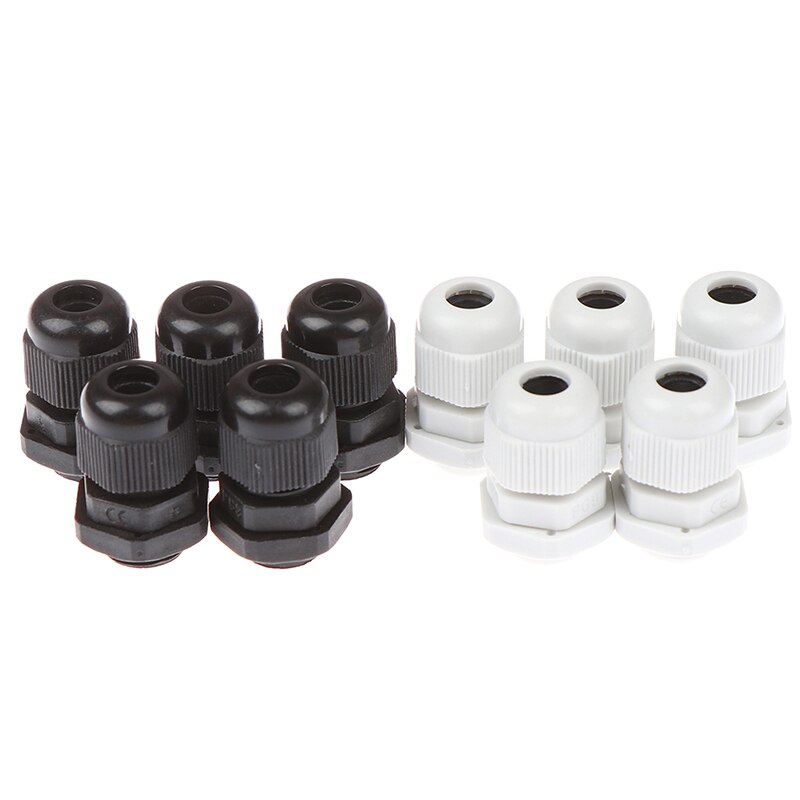 5Pcs PG9 Plastic Waterproof Connector Gland 4-8mm Dia Cable