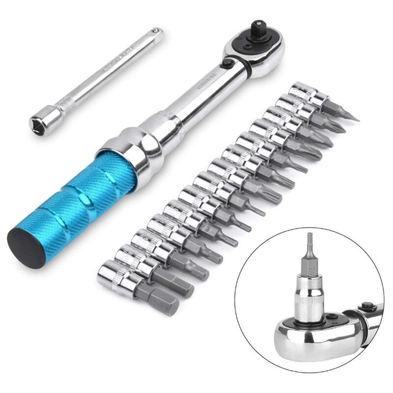 MTB Road Mountain Bicycle Bike Preset Torque Wrench Hex Key Repair Tools Kit Socket Set Bike Repair Spanner