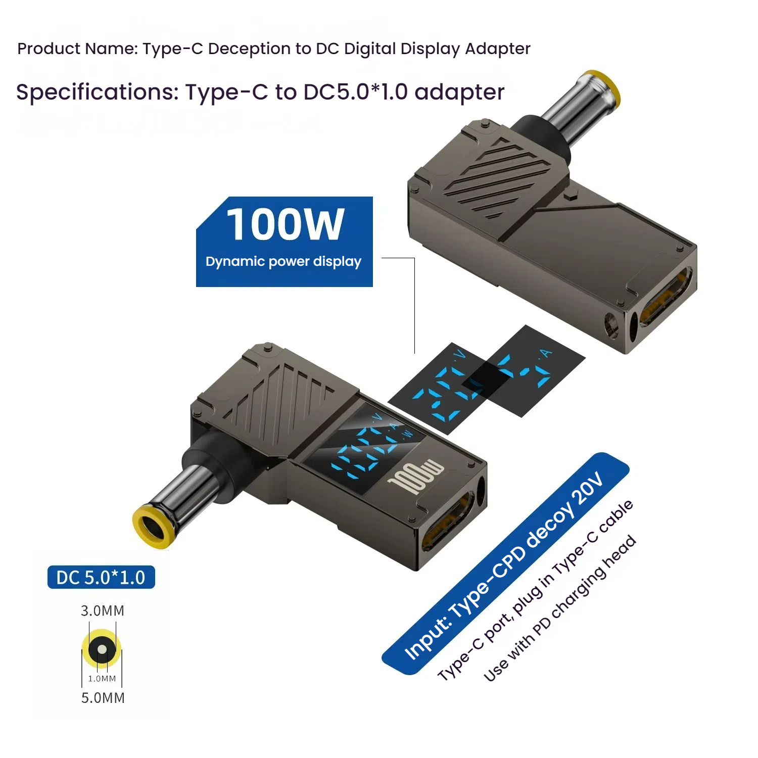 PD 100W Ładowarka do laptopa Adapter 5A 20V Złącze żeńskie Typ-C do DC Męskie Wtyczka Konwerter Do Lenovo/HP/DELL